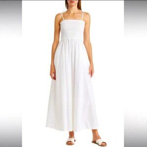Steve Madden shirred white maxi dress - small